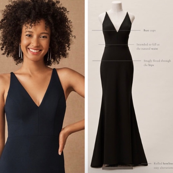 NWT BHLDN Jones V-Neck Crepe Maxi Dress in Midnight Blue Woman’s 2 - Picture 2 of 6